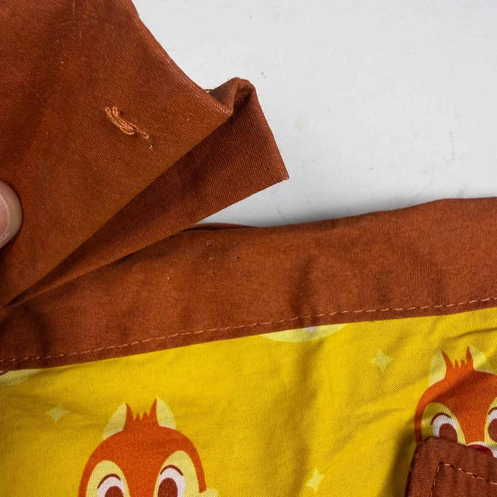 Disney Parks Dale Chip n Dale Yellow Acorn Pocket Ruffle Half Apron New